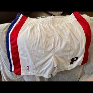 Detroit Pistons white game shorts.